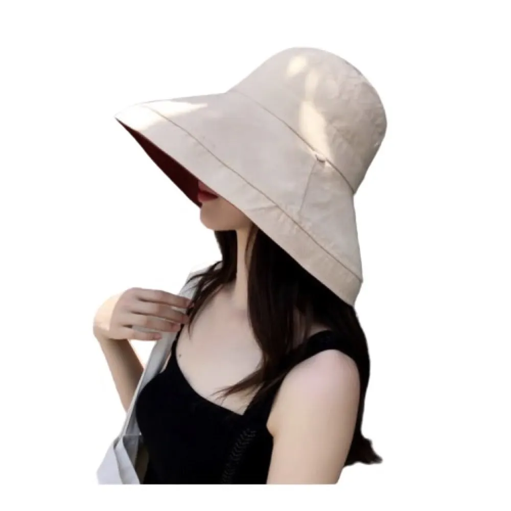 【89 zone】日系雙面拼色可摺疊 漁夫帽 遮陽帽(粉紅)