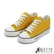 【Pretty】女 厚底休閒鞋 帆布鞋 內增高 綁帶(黃色、白色、黑色)