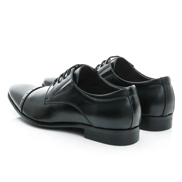 【GEORGE 喬治皮鞋】側V切口橫紋裝飾真皮紳士鞋-黑色615012BW-10