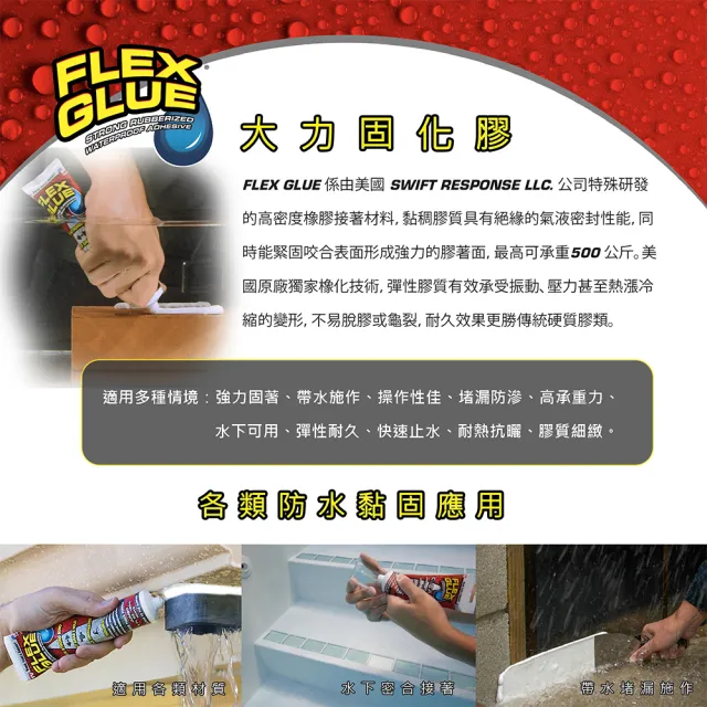 【FLEX SEAL】FLEX GLUE 飛速大力固化膠 多色澤(防水黏固／手擠式)