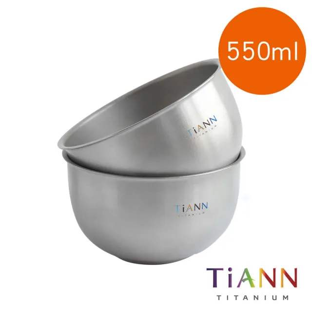 【TiANN 鈦安】純鈦雙層 鈦碗 550ml(4入組)