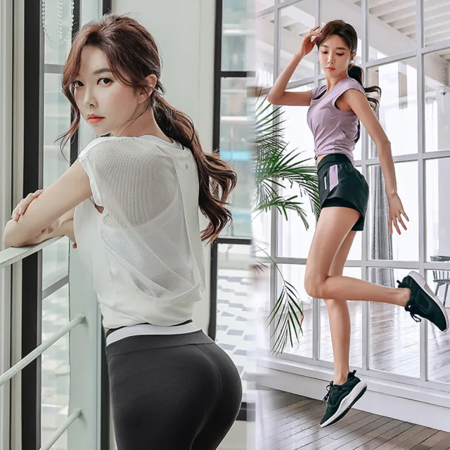 【BODYAIR】寬版挖背紗罩衫上衣(瑜珈.慢跑.運動.健身.透氣.舞蹈.運動服)