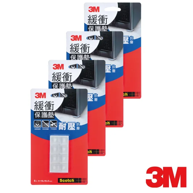 【3M】緩衝保護墊 16mm(4卡/包)-透明方型