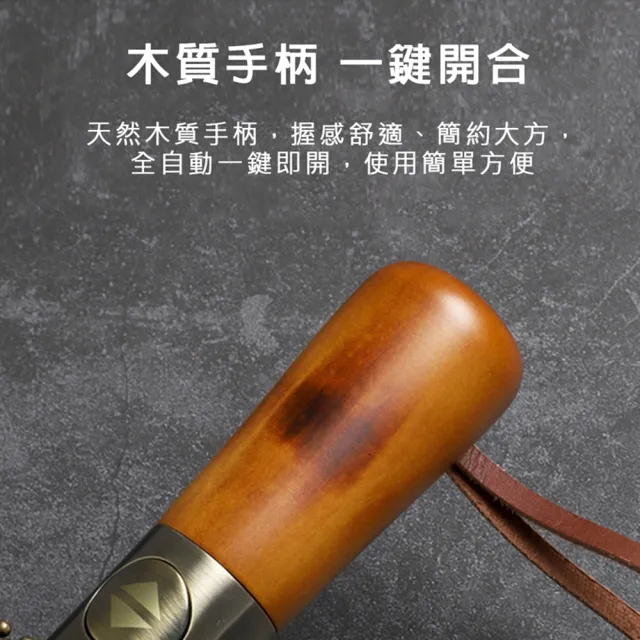 【樂邁家居】PARACHASE 加大自動傘(英倫質感實木/雙層晴雨傘面/經典四色任選)