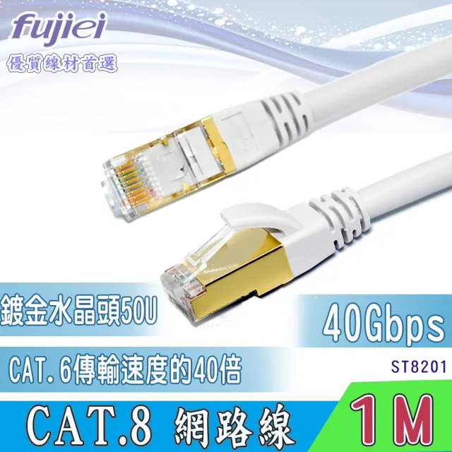 【Fujiei】CAT.8 超高速網路線 1M(40 Gbps的飆速快感超越CAT.6速度40倍)