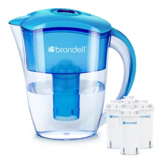 【Brondell】美國邦特爾 H2O+ 長效濾水壺 （藍）＋八周長效濾芯（4入）(共1壺4芯)