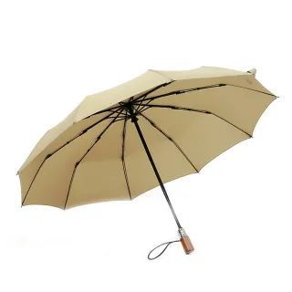 【樂邁家居】實木手柄自動傘(經典四色任選/三折防風/日系晴雨傘)