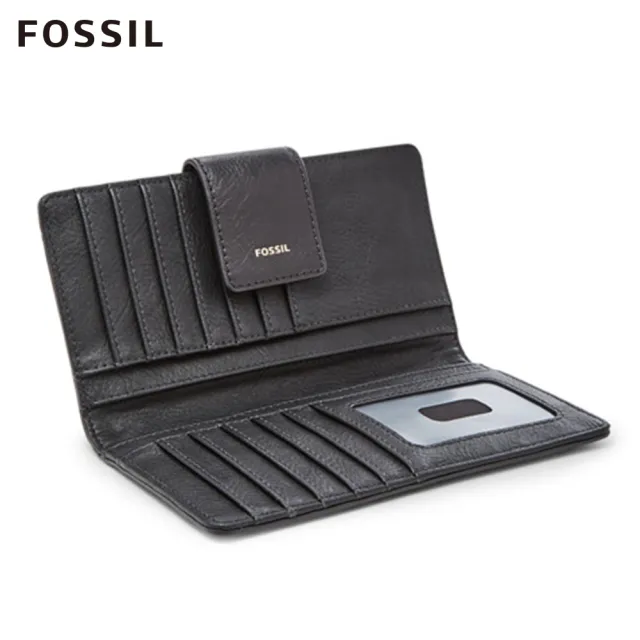 【FOSSIL】Logan 黑色真皮拉鍊中長夾SL7830001