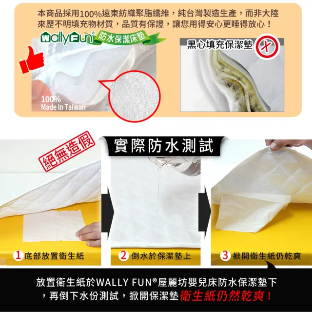 【Wally Fun 窩裡Fun】嬰兒床100%防水保潔墊 -平單式 130x70cm(★MIT台灣製造★)