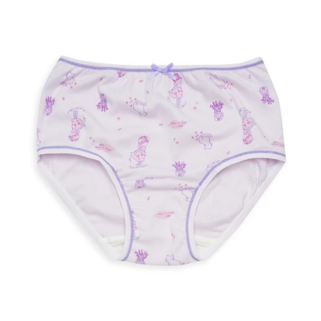【annypepe】女童三角褲 純棉 貓和女孩-紫100-150(兒童內褲 女童內褲 兒童三角褲)