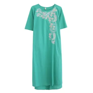 【Keer】現貨-玩美衣櫃復古文藝純色刺繡寬鬆洋裝M-2XL(共三色)