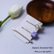 【Anpan】韓東大門珍珠方塊花朵一字邊夾鴨嘴髮夾三入組-紫色方塊