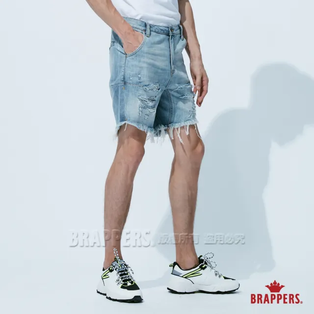 【BRAPPERS】男款 HM-中腰系列-全棉五分垮褲(淺藍)