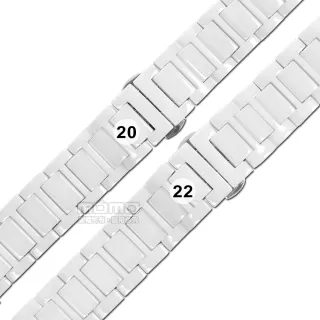 【Watchband】20.22 mm / 各品牌通用 亮麗陶瓷 快拆 蝴蝶扣 陶瓷錶帶(白色)