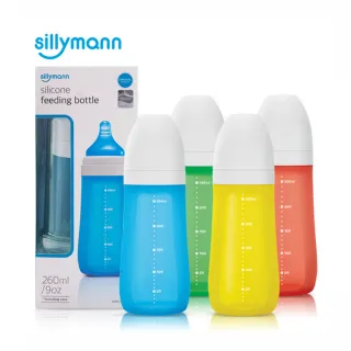 【韓國sillymann】100%鉑金矽膠奶瓶260ML(鉑金矽膠可進沸水、蒸氣紫外線消毒鍋消毒)