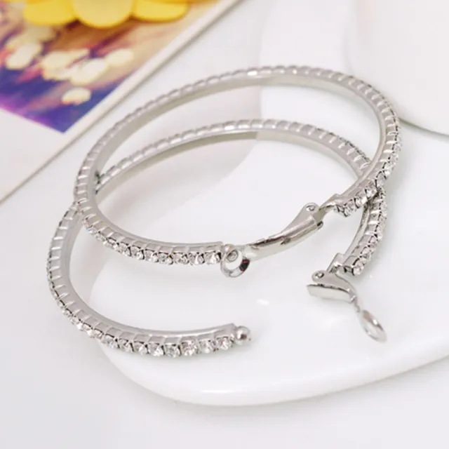 【Emi 艾迷】韓系925銀針閃亮華麗鋯石圈圈耳環