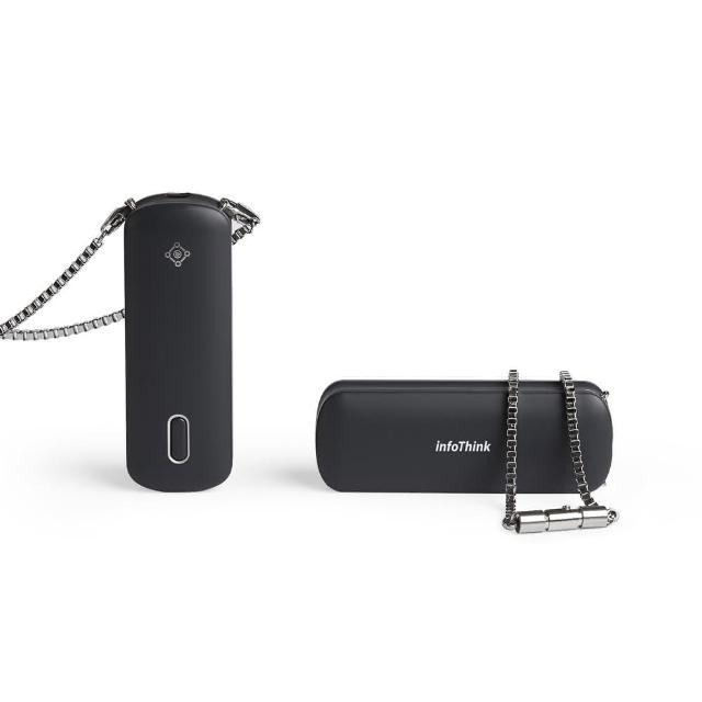  infoThink訊想 隨身項鍊負離子空氣清淨機，臺灣原廠製造，輕巧僅23g，尺寸69x25x18mm，內建鋰電池充飽電可連續使用30小時。無需濾網無耗材，適用配戴口鼻間及5坪以下空間，有效釋放負離子淨化空氣。顏色選擇：白色系、灰色系、藍色系、粉色系、史迪奇。保固1年，BSMI許可R33D28，隨身攜帶的空氣清淨好夥伴，適合日常通勤、戶外活動使用，提升空氣品質，保護健康呼吸。 