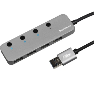 【INTOPIC】HB-550 4孔 USB HUB集線器(USB3.1/獨立開關/鋁合金)