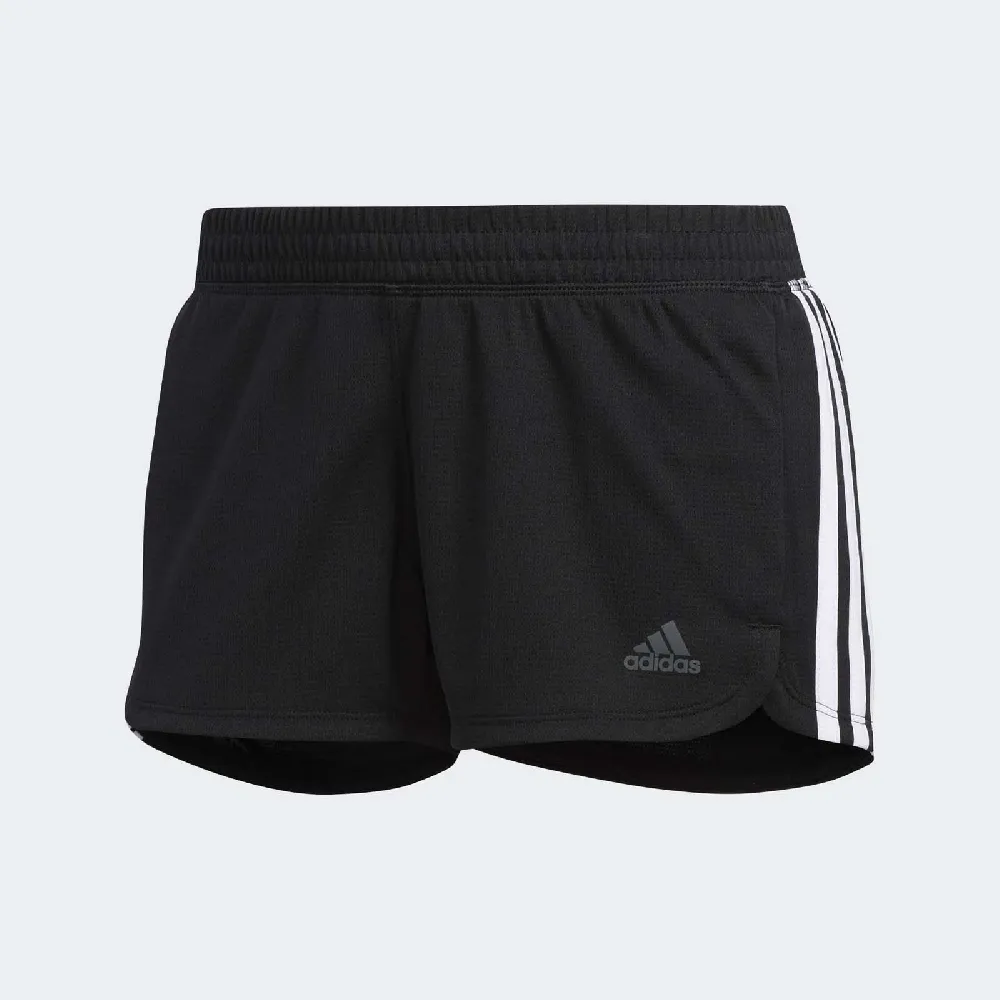 【adidas 愛迪達】短褲 Pacer 3-Stripes Knit 女款 愛迪達 路跑 健身 重訓 三線 棉質 黑 白(DU3502)