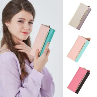 【WHOSE BAG】交換禮物 韓國 OMNIA艾莉絲拼接色義大利牛皮女長夾｜13卡位×流蘇吊飾 NO.3161A(女皮夾)