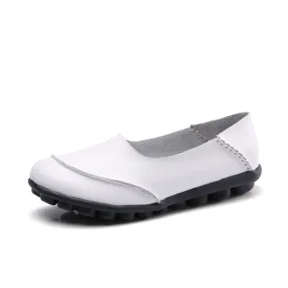 【LOVE FOOT 樂芙】真皮小圓頭拼接兩穿法軟底豆豆鞋(4色任選)