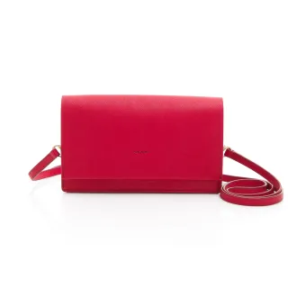 【RABEANCO】BEA多夾層壓紋斜/肩背小方包(紅)