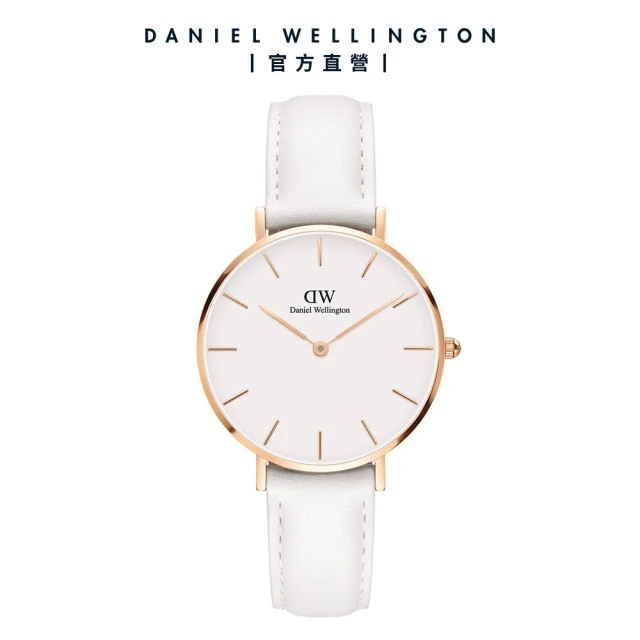 Daniel Wellington DW 手錶 Petite Bondi 32mm純真白真皮皮革錶-玫瑰金框(DW00100189)