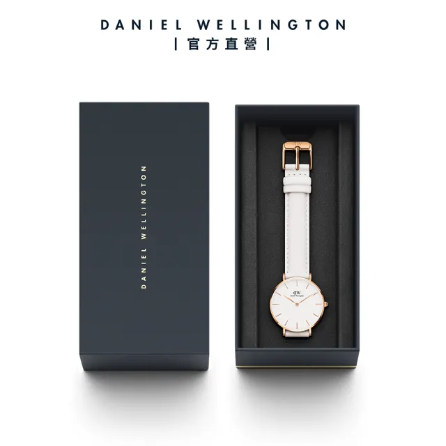 【Daniel Wellington】DW 手錶 Petite Bondi 32mm純真白真皮皮革錶-玫瑰金框(DW00100189)
