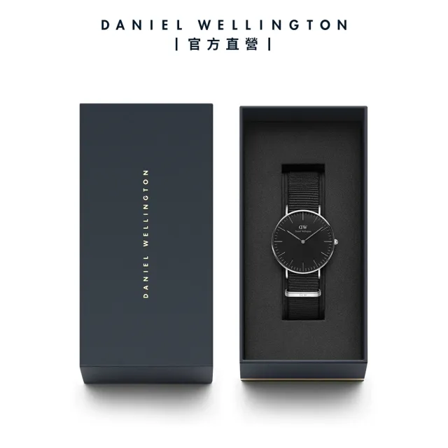 【Daniel Wellington】DW 手錶  Classic Cornwall 40mm寂靜黑織紋錶(兩色 DW00100148)