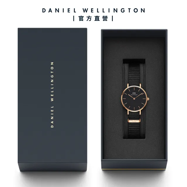 【Daniel Wellington】DW 手錶 Petite Cornwall 32mm寂靜黑織紋錶-玫瑰金框(DW00100215)