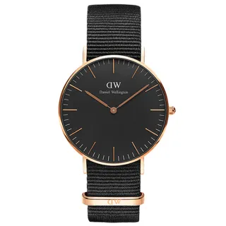 【Daniel Wellington】DW 手錶  Classic Cornwall 36mm寂靜黑織紋錶(DW00100150)