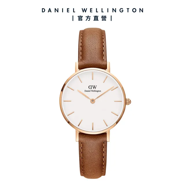 【Daniel Wellington】DW 手錶 Petite Durham 28mm淺棕色真皮皮革錶-玫瑰金框(DW00100228)
