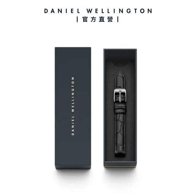 【Daniel Wellington】DW 錶帶 Petite Reading 爵士黑壓紋真皮錶帶(DW00200182)