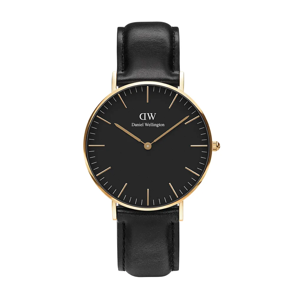 【Daniel Wellington】DW 手錶  Classic Sheffield 36mm爵士黑真皮皮革錶(三色 DW00100139)