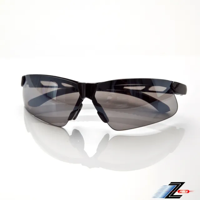 【Z-POLS】舒適運動型系列 質感亮黑框搭配電鍍鏡面黑帥氣運動太陽眼鏡(抗紫外線UV400 舒適腳墊設計)