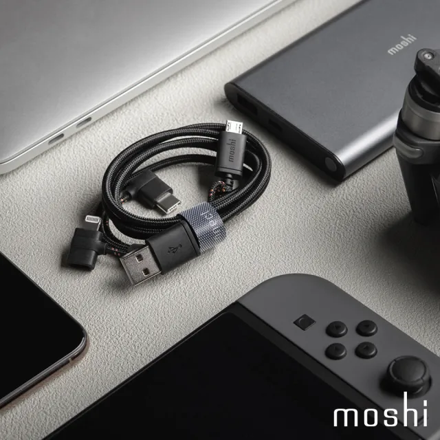 【moshi】三合一萬用充電線(USB-C Lightning MicroUSB)