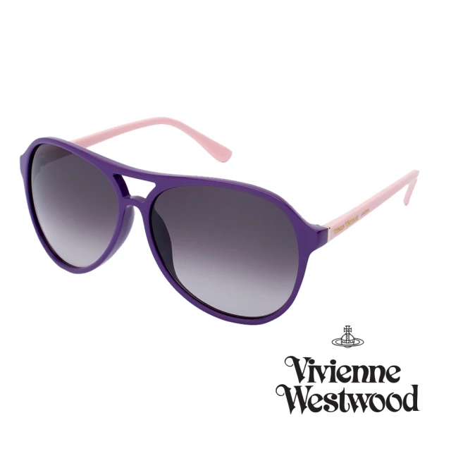 【Vivienne Westwood】英國精品時尚細板雙桿系列造型太陽眼鏡(VW69604-紫)