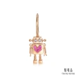 【點睛品】愛情密語 愛的機器人 18K玫瑰金粉紅寶石鑽石耳環(單只)