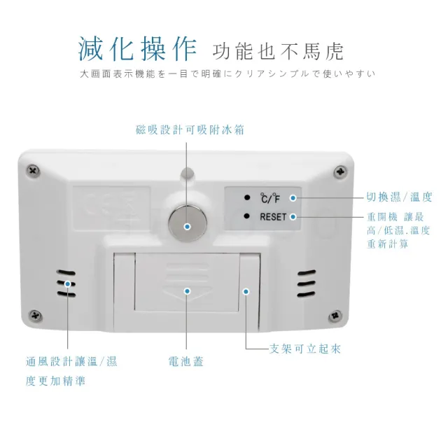 【Beroso 倍麗森】日式簡約超大螢幕溫濕度計(時鐘 夜燈 寶寶房 辦公室 開學 雨天 潮濕 電子鐘 除舊佈新)