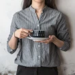【RACHEL BARKER】韓國芮秋巴克4件咖啡杯組-藍黑色(杯x2+盤x2)