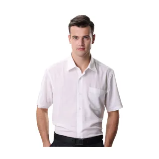 【ROBERTA 諾貝達】台灣製 進口素材 合身版 上班族必備 速乾舒適短袖襯衫(白色)