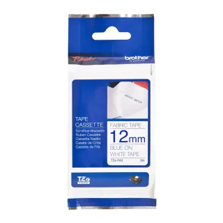 【brother】TZe-FA3 原廠燙印布質標籤帶(12mm  白布藍字)