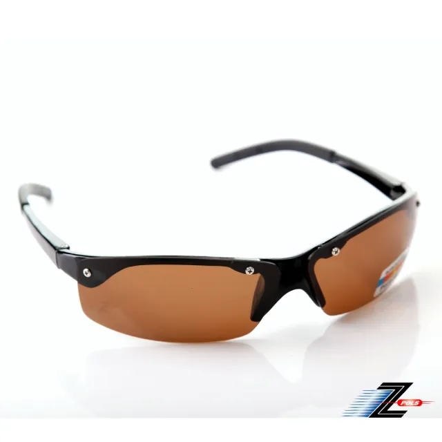 【Z-POLS】駭客任務帥氣茶Polarized頂級抗UV400運動偏光太陽眼鏡(帥氣有型男女皆適用!)