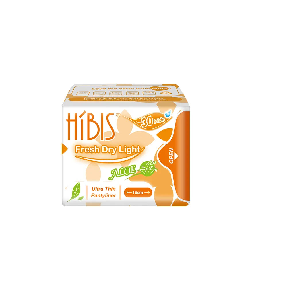 【Hibis 木槿花】貼身透氣草本衛生棉-護墊16cm/30片 x6包(輕薄舒適不悶熱)
