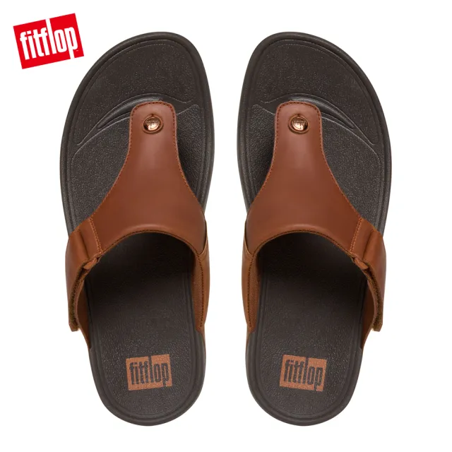 【FitFlop】TRAKK II LEATHER TOE THINGS經典皮革夾腳涼鞋-男(深褐色)