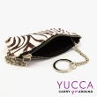 【YUCCA】牛皮+馬毛動物紋零錢鑰匙包-黑白色(14190011099)