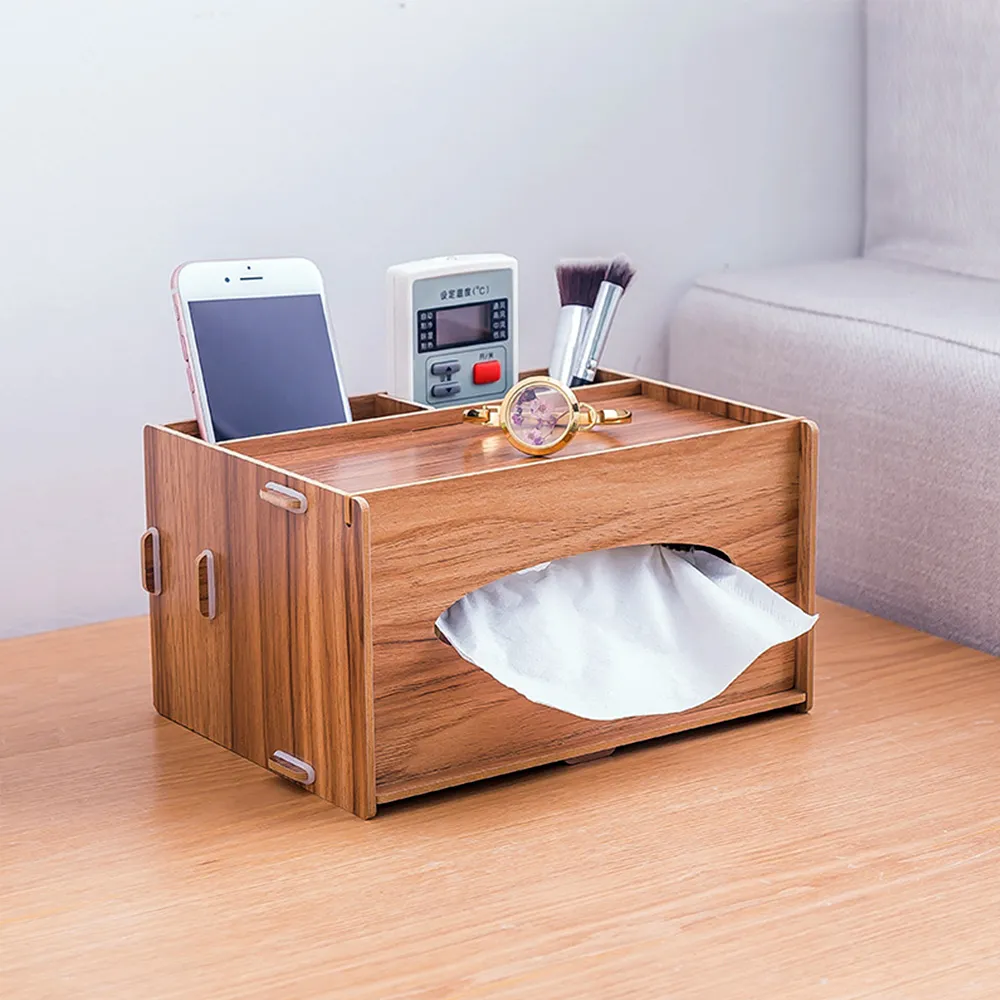 【VENCEDOR】DIY組合桌上紙巾盒(衛生紙盒 遙控器盒 木質 桌上紙巾收納盒-2入)
