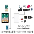 【AILEC】Lightning轉SD/TF/USB/充電 四合一讀卡器 讀卡機 轉接頭(蘋果 APPLE HUB 記憶卡鍵盤相機轉接線)