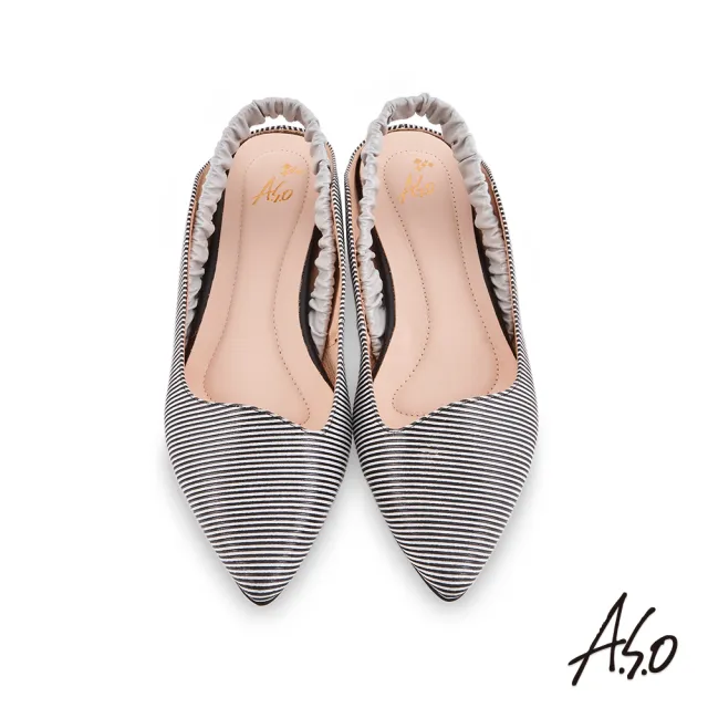 【A.S.O 阿瘦集團】時尚流行 健步美型個性後拉帶低跟穆勒鞋(黑色)