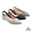 【A.S.O 阿瘦集團】時尚流行 健步美型個性後拉帶低跟穆勒鞋(黑色)